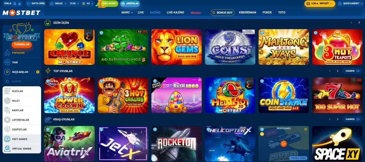 Mostbet AZ casino oyunları və Aviator