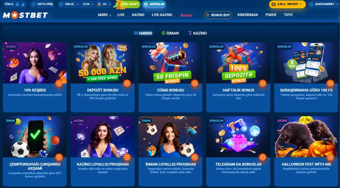 Mostbet Casino bonus sistemi